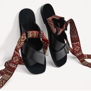 Zara leather slides with interchangeable straps